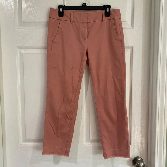 Loft Outlet Coral Modern Chino Crop Undone Hem Pockets Pants Size 4 Flat Front - Picture 1 of 16